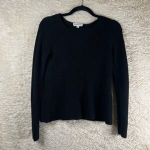 Cloud Chaser Womens Knit Pullover Sweater‎ Black Long Sleeve Ribbed Small